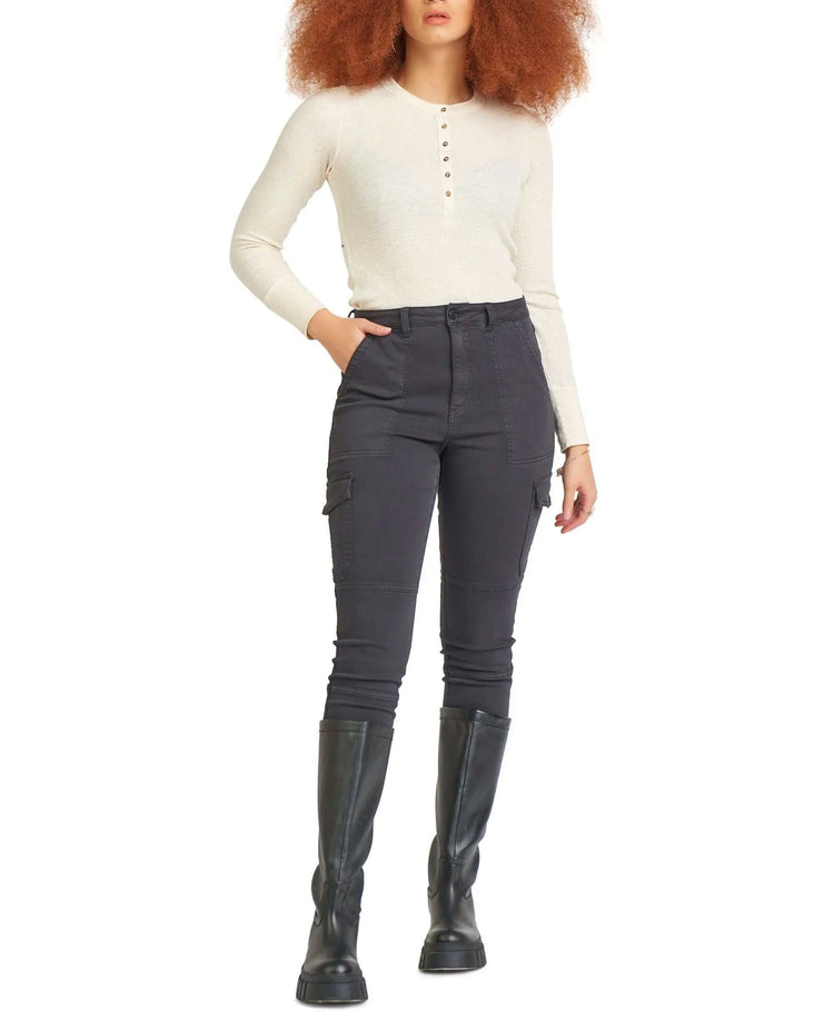 Black Tape Waffled Henley Top Amber Chrysippus