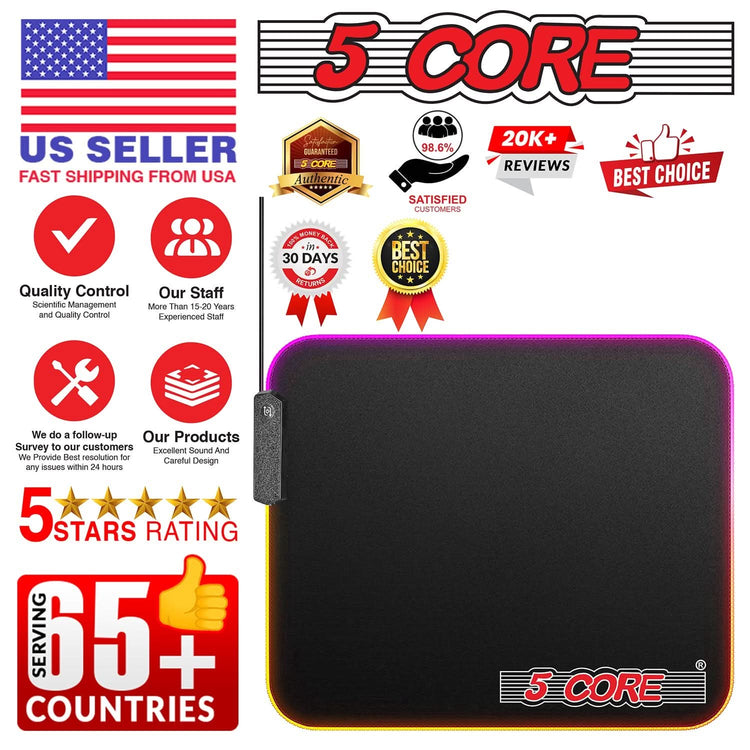 5Core Gaming Mouse Pad RGB 12 Light Modes 2 Zone Desk Mouse Mat w Violet Rose