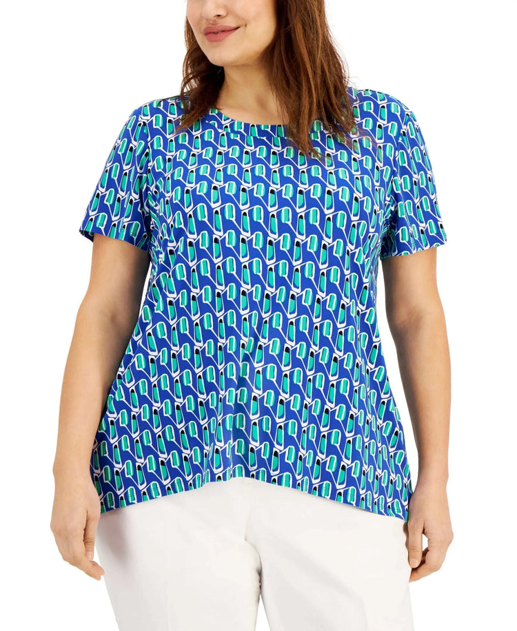 Anne Klein Plus Size Printed High Low T-Shirt Amber Chrysippus