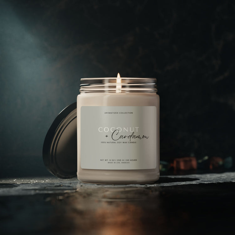 Coconut Cream Cardamom Scented Candle, Cozy Home Décor, Gift for Her, Crimson Clover