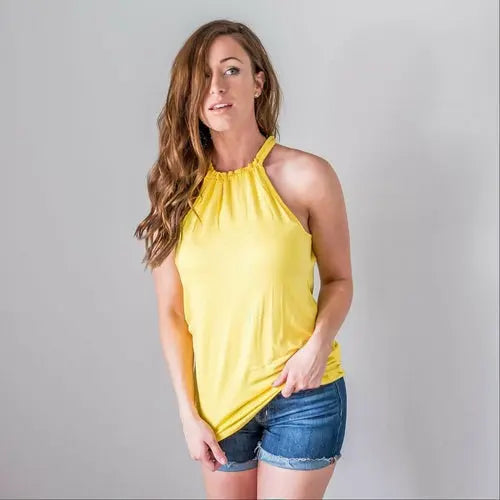 Back Keyhole Halter Tank Pink Bearberry