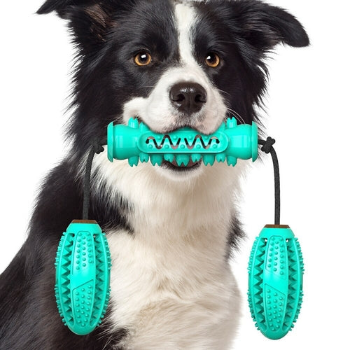 Dog Chew Toys Pet Toothbrush Rubber Bones Teeth Cleaning Maroon Asteria
