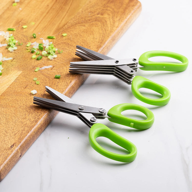 1 piece Multi-functional Stainless Steel 3/5 Layer Kitchen Scissors, Pepper Shredded Chopped Scallion Cutter Cut Cooking Tool Khamik Shop Online