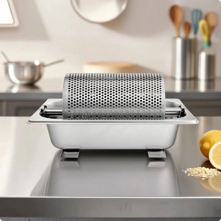 Butter Roller with Tray Stainless Steel Butter Roller Kitchenware Perforated Utensil Countertop for Home Cooks, Kitchen, Brunch Khamik Shop Online
