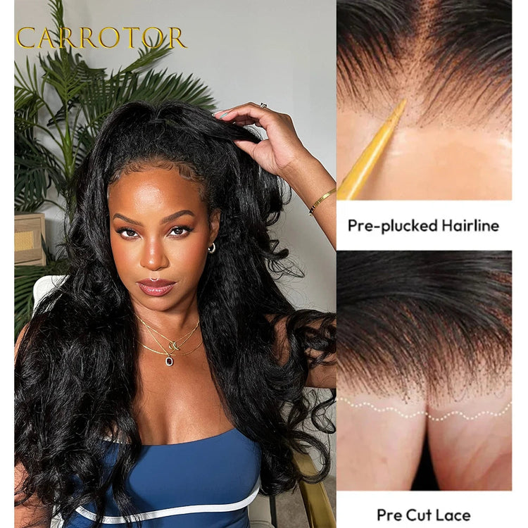 Kinky Straight And Body Wave 5x5 Transparent Lace Closure Pre Plucked Human Hair Glueless Wig Ready To Wear For Daily Use Khamik Shop Online