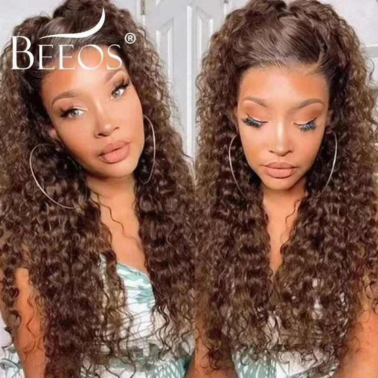 250% 13x6 Real HD Lace Frontal Human Hair Wigs Dark Brown Water Wave Wig Melt Skins Colored Pre Plucked For Women Brazilian Hair Khamik Shop Online