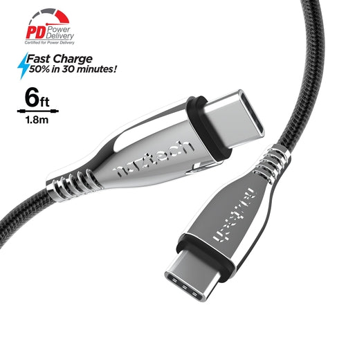Naztech Titanium USB-C to USB-C Braided Cable 6ft Sky Iapetus
