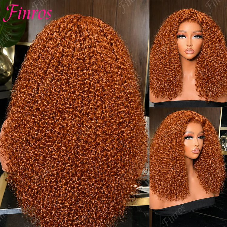 200% Density Ginger Orange Deep Wave Human Hair Wig 13x6 Hd Lace Front Human Hair Wig