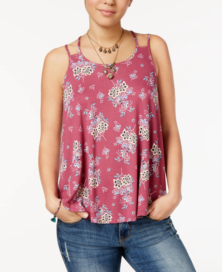 Hippie Rose Juniors Printed Double Strap Tank Top Amber Chrysippus