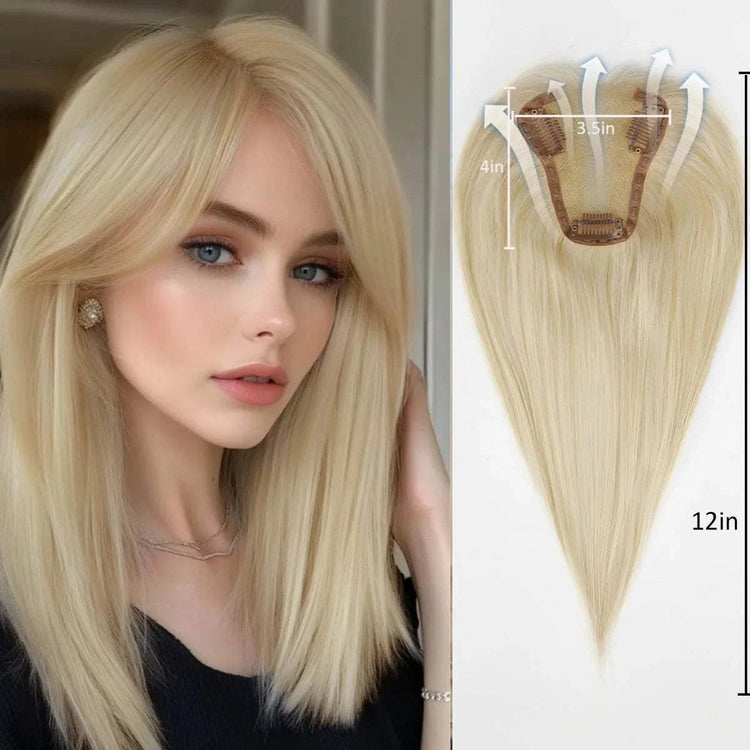 12 Inch Light Brown Ombre Middle Part Lace Front Topper 100% Remy Human Hair Topper Hair Pieces with Clips Extensions for Women Khamik Shop Online