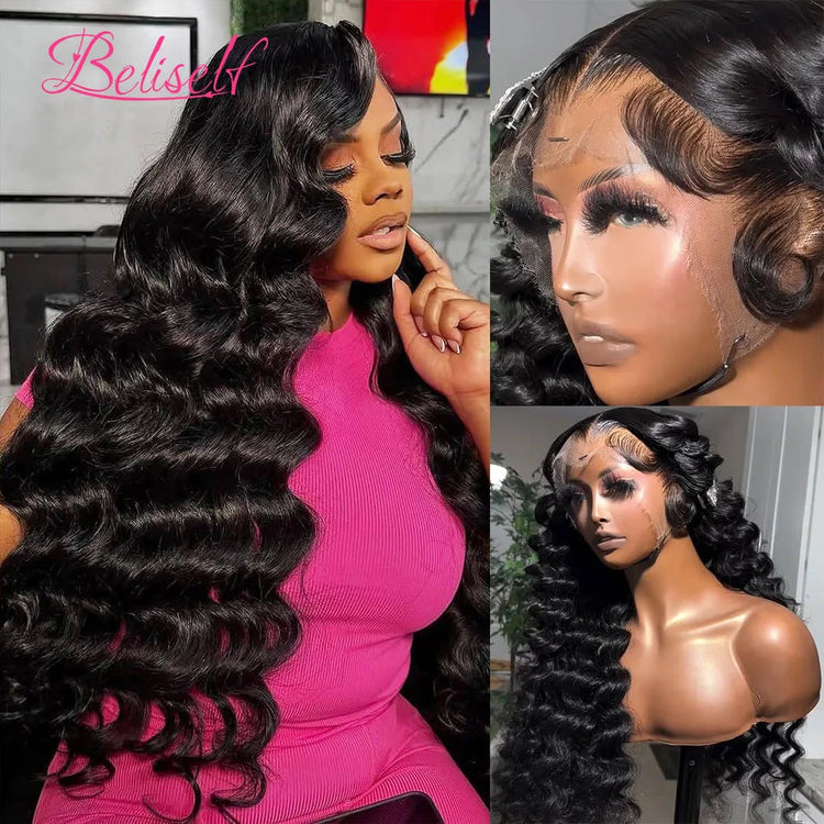 13x6 HD Lace Front Human Hair Wigs Loose Wave Glueless Wig Human Hair 13x6 Full HD Lace Frontal Wig Pre Bleached Knots Beliself Khamik Shop Online