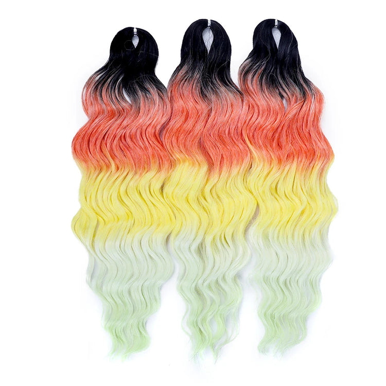 FREEDOM Synthetic Curly Braiding Hair Extensions 24 Inch/60 cm Long Deep Wavy Twist Crochet Braids Hair Ombre Brown Rainbow Hair Khamik Shop Online