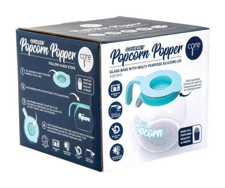 Core Kitchen 6860746 3 qt. Clear & Teal Air Popcorn Popper Rose Chloe