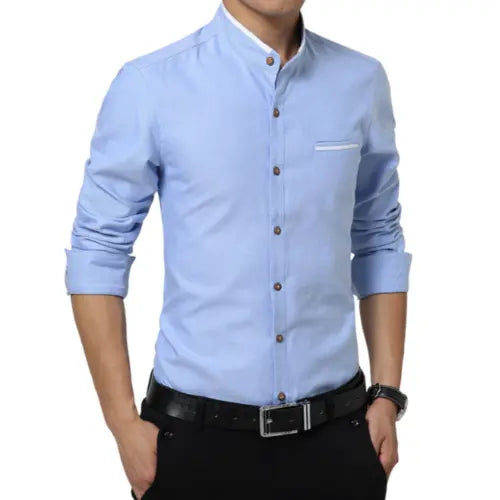 Mens Mandarin Collar Shirt Yellow Pandora