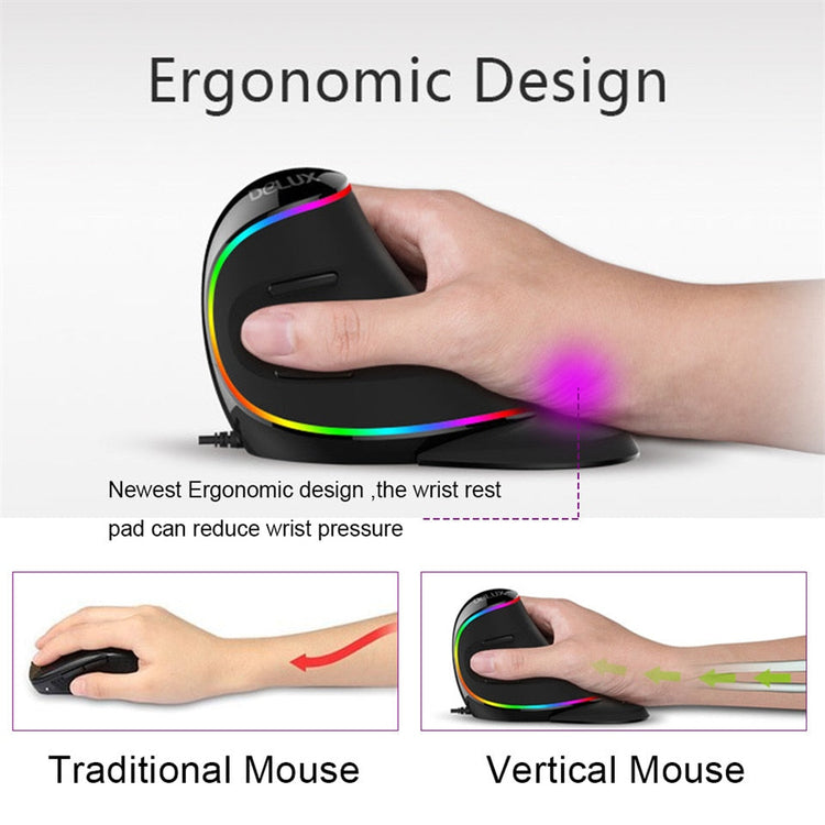 RGB Vertical Wired Mouse Yellow Pandora
