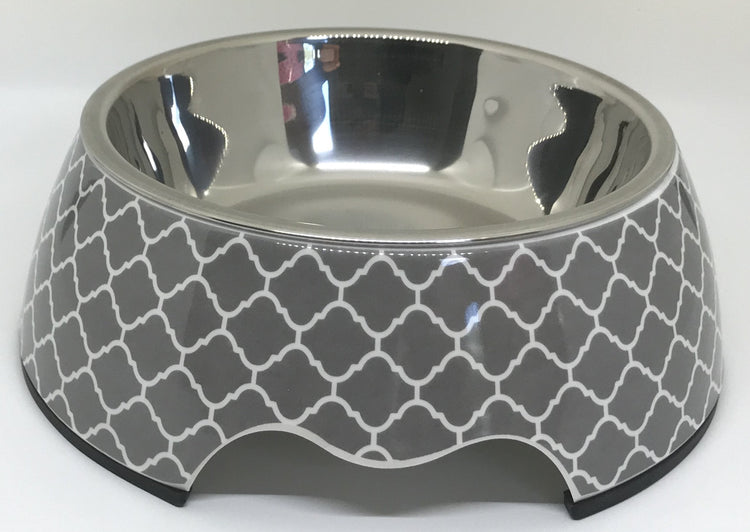 Modern Gray Medium Dog Bowl Plum Semele
