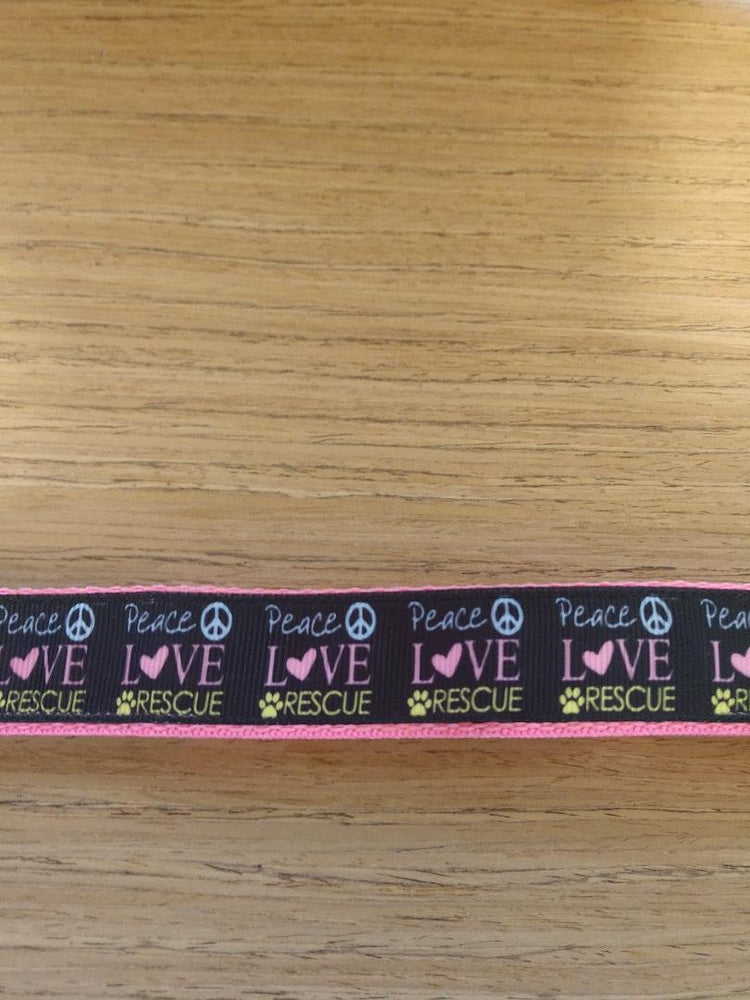 Collar/ Large/ Medium/ Peace Love and Rescue Pink Green Thalassa