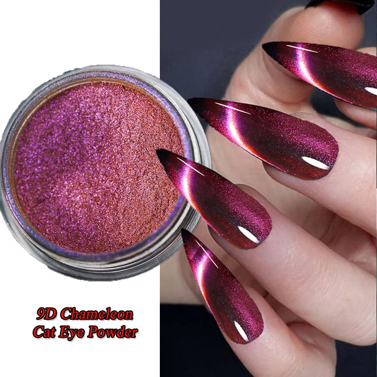 Holographic Effect Magnet Powder 9D Cat Eye Shiny Chameleon Nail Glitter Pigment Chrome Dust 1g/Jar Gel Polish Magnetic Glitter Khamik Shop Online