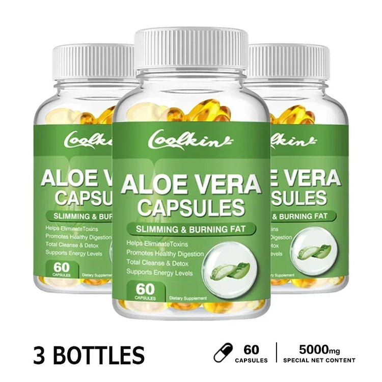 Aloe Vera Extract Capsules - Relieve Intestinal Constipation, Promote Digestion, Detoxify, Control Appetite, Burn Fat, Non-GMO Khamik Shop Online