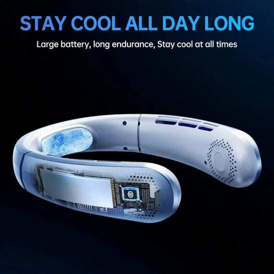 Wearable Neck Fan 5 Spd USB Charge Hands-Free Quiet Light Unisex