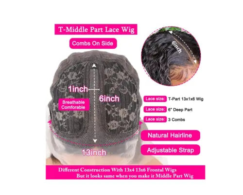 Transparent 13x1x6 Straight 13x4x1 T part Lace Frontal Human Hair Wigs Cerise Alfie