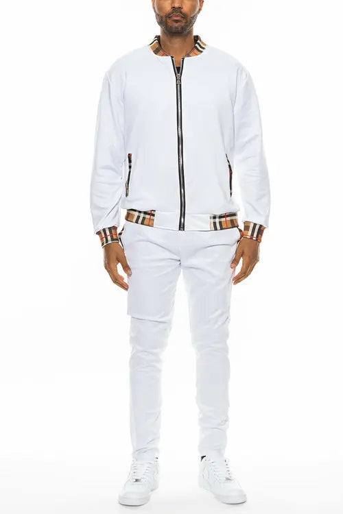Checkered Detail Track Jacket Set Lime Milo