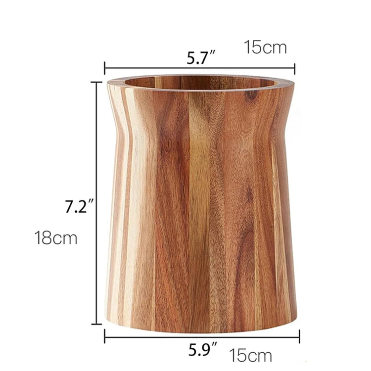 Acacia Wood Utensil Holder for Kitchen Counter, 360° Rotating 7.2" Wooden Cooking Utensil Crock for Countertop Farmhouse Kitchen Khamik Shop Online