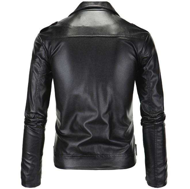 Ninja Stealth Black Mens Faux Leather Biker Jacket Yellow Pandora