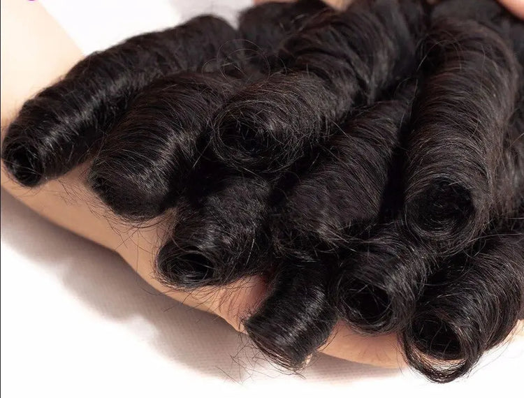 10A Grade 3/4 Spring Curl Fumi Human Hair bundles with 4x4 Closures & Cerise Alfie