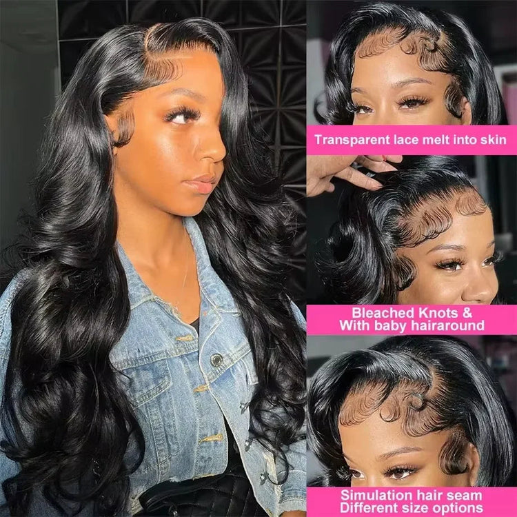 300% Density Body Wave 13x6 HD Lace Frontal Human Hair Wigs Pre Plucked Brazilian Hair 13x4 Lace Frontal Wigs Curly Human Hair Khamik Shop Online