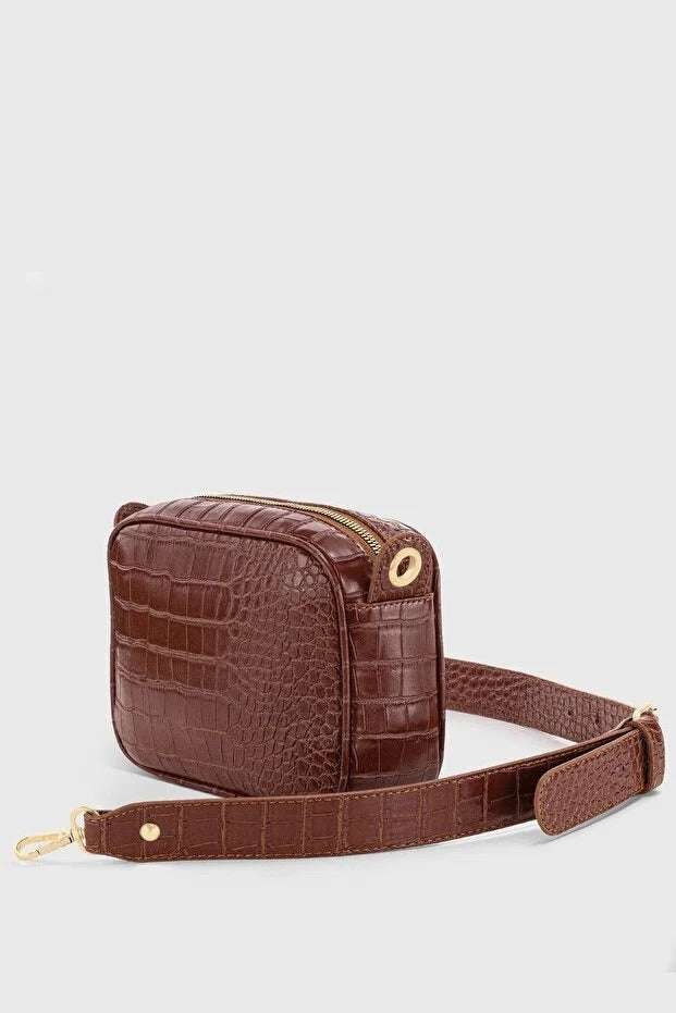 Brown Croc Embossed Crossbody Bag for Women – Women&