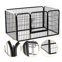 PawHut 49" 4 Panel Black Pet Playpen Heavy Duty Puppy Cat Dog Pen Taupe Shadow