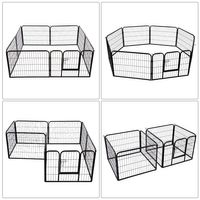 PawHut DIY 8 Panel Heavy Duty Powder Coated Metal Dog Pet Playpen Taupe Shadow