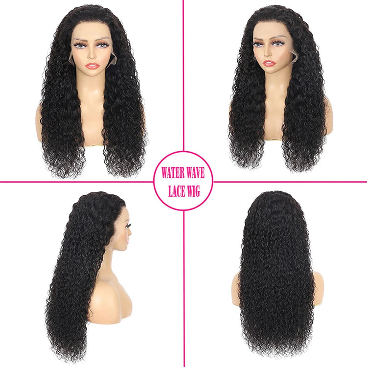 100% Human Hair Water Wave 13X6 Lace Front Wigs Pre Plucked 200 Density Deep Part Curly Wig For Woman 5X5 Wavy HD Closure Wig 32 Khamik Shop Online