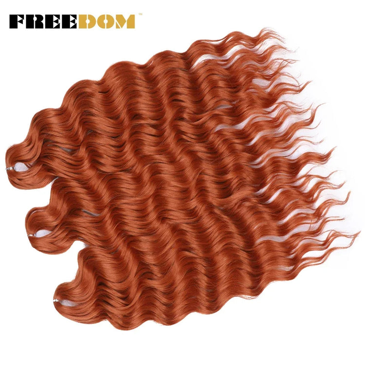 FREEDOM Synthetic Curly Braiding Hair Extensions 24 Inch/60 cm Long Deep Wavy Twist Crochet Braids Hair Ombre Brown Rainbow Hair Khamik Shop Online