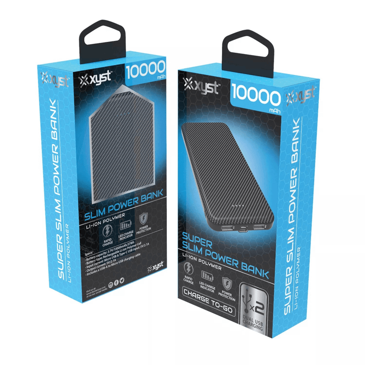 Xyst Super Slim 10000mAh Dual USB Power Bank Sky Iapetus