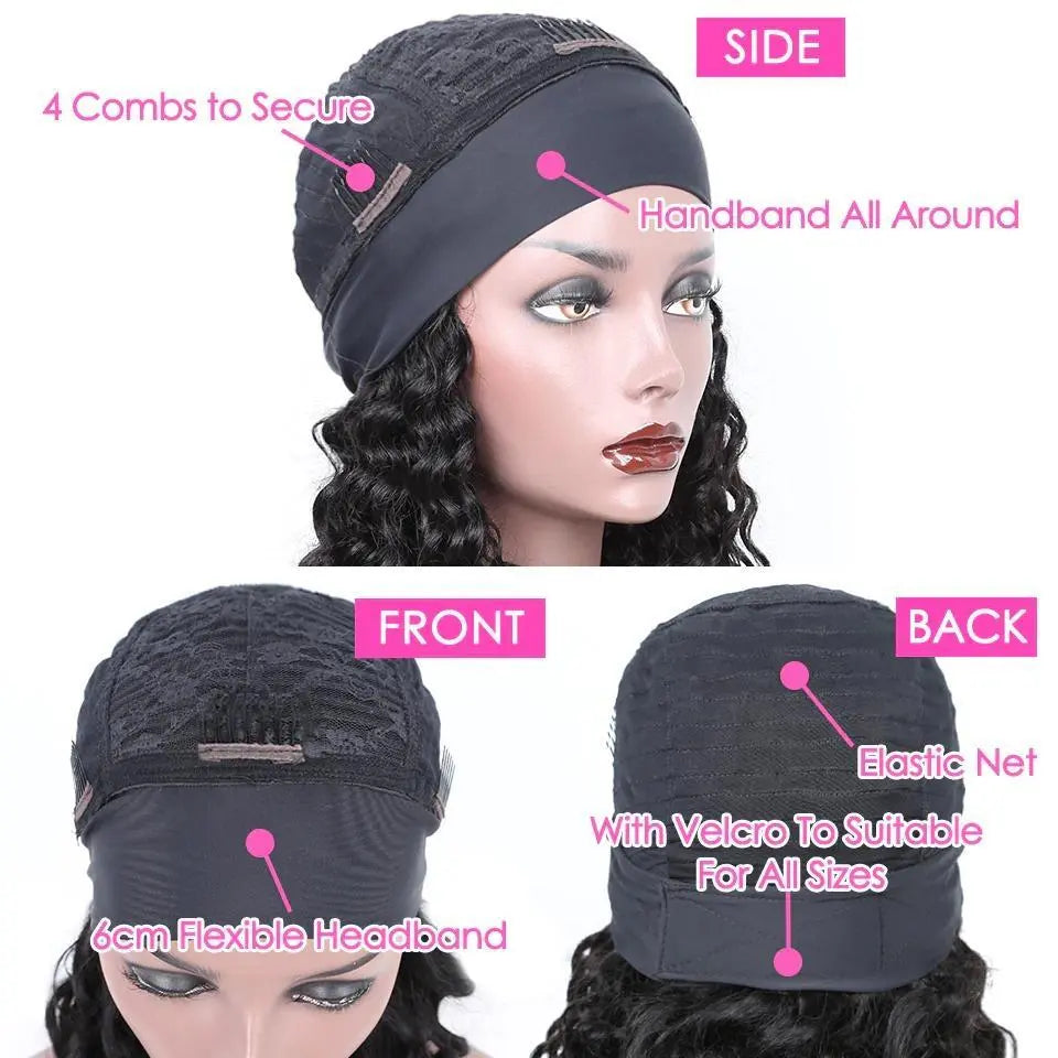 Burgundy Headband Body Wave Human Hair Wig 