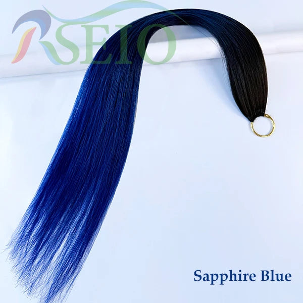 RESIO  Feather Hair Extensions Straight 100% Real Human Microring Hair Extensions Color Purple Blue Pink Gray 18-20inch Khamik Shop Online