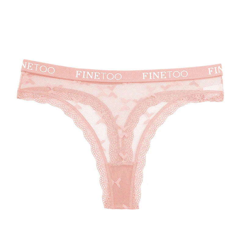 FINETOO Sexy Lace Thongs Women Panties Low Waist Underwear Women Solid Comfortable Female Underpants Breathable Lingerie