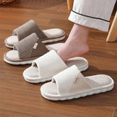 Linen Slippers Women And Men Household Indoor Floor Slippers Daily Home Simple Plain Mute Anti-Slip Comfortable Slippers Khamik Shop Online