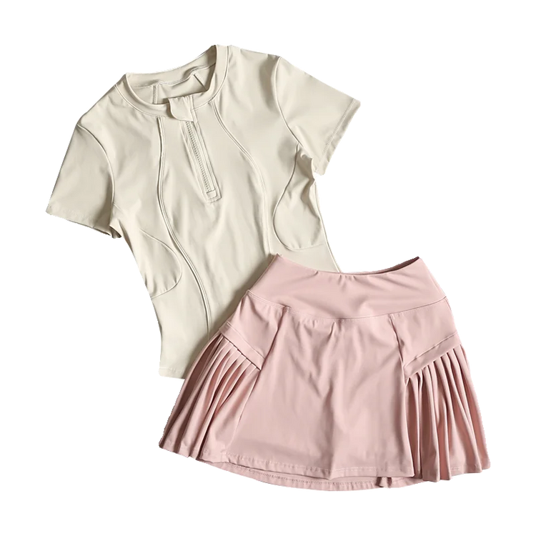 Running sports suit for women 2025 summer new high-end tennis semi-zipper yoga top badminton fitness suit Khamik Shop Online