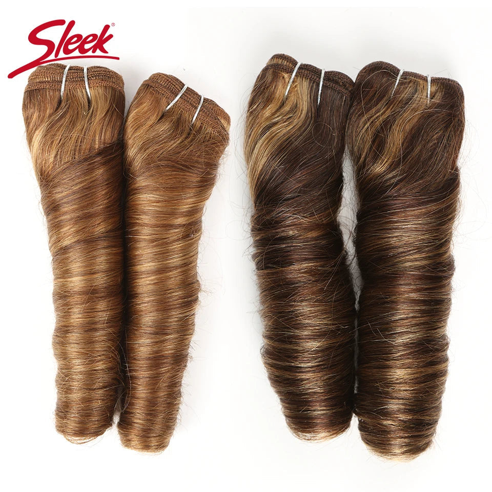 Sleek Double Drawn Loose Wave Color P4/27 P6/27 P1B/30 P4/30 Brazilian Remy Human Hair Bundles 1Pcs Hollywood Wave Hair Bundles Khamik Shop Online