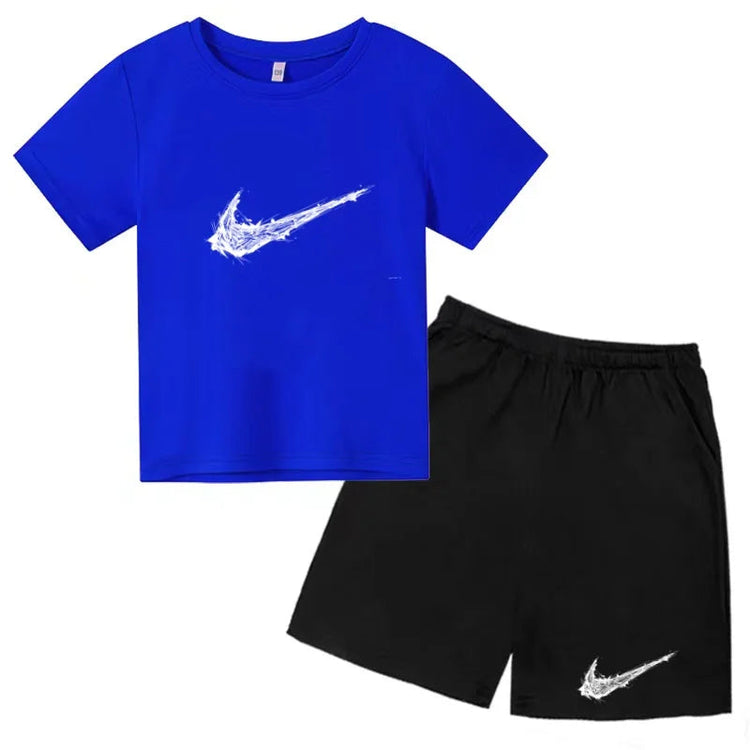 Summer Brand White T-shirt+Shorts Two-piece Set Kids New Clothing Fashion Letter Boy Girl3-13Yrs Sports Short-sleeved Casual Set Khamik Shop Online