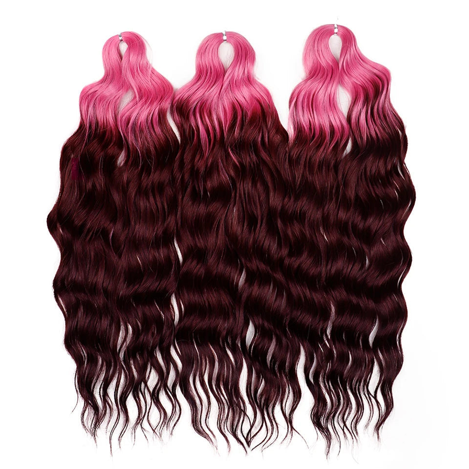 FREEDOM Synthetic Curly Braiding Hair Extensions 24 Inch/60 cm Long Deep Wavy Twist Crochet Braids Hair Ombre Brown Rainbow Hair Khamik Shop Online