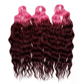 FREEDOM Synthetic Curly Braiding Hair Extensions 24 Inch/60 cm Long Deep Wavy Twist Crochet Braids Hair Ombre Brown Rainbow Hair Khamik Shop Online