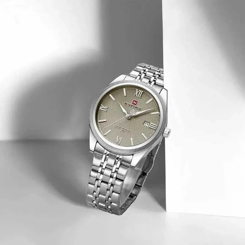 NAVIFORCE Men Elegant Business Stainless Steel Watch 30M Waterproof Luminous Hands Japan Movement Wristwatch Gifts box Khamik Shop Online