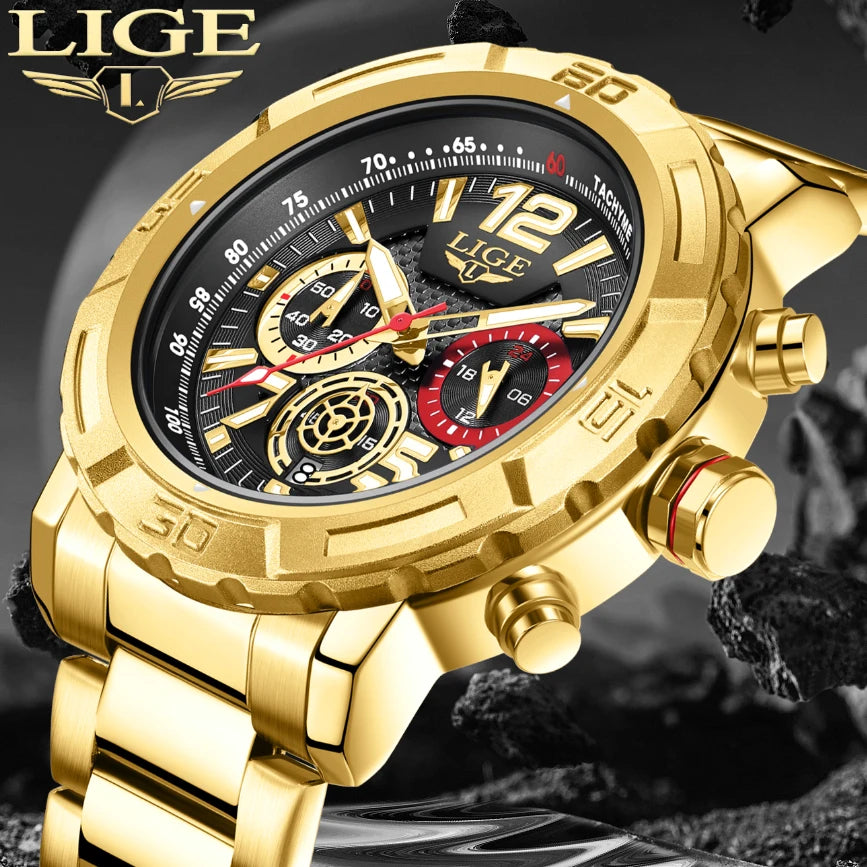 Fashion Luxury Watch for Men Top Brand Big Dial Waterproof Quartz Men'S Watches Stainless Band Calendar Clocks Wristwatches