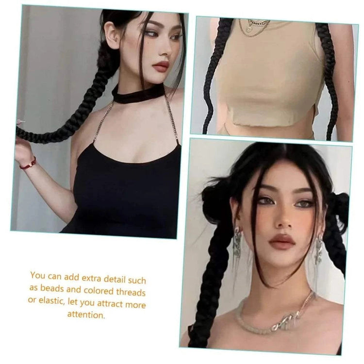 1/2PCS Hair Extension Braided Ponytail Fashion Long Twist Braided Ponytail Synthetic Extension Hair Accessories Hip Hop Y2K Girl Khamik Shop Online