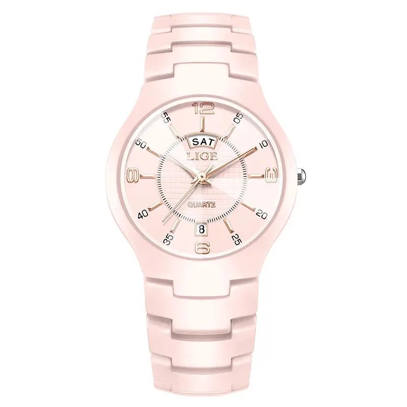 LIGE Luxury Elegant Quartz Women Watches Fashion Ceramics Small Dial Ladies Watch Date Week Display Woman Wristwatch Reloj Mujer Khamik Shop Online