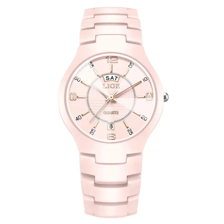 LIGE Luxury Elegant Quartz Women Watches Fashion Ceramics Small Dial Ladies Watch Date Week Display Woman Wristwatch Reloj Mujer Khamik Shop Online
